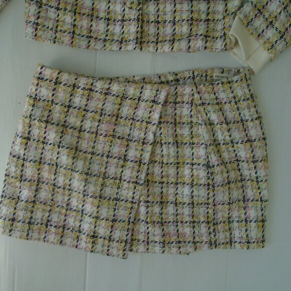 Avec Les Filles Womens Tweed Skorts Suit Size XL Beige - Picture 3 of 6